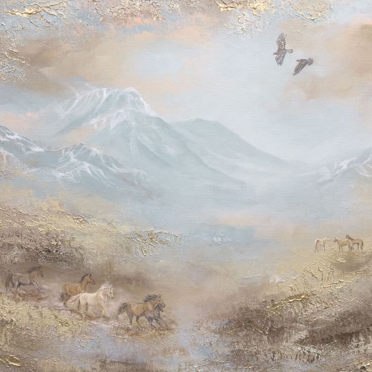 Imagen unos caballos en una pintura